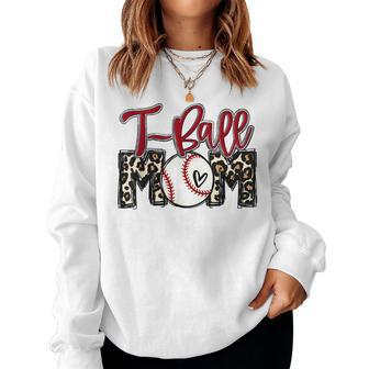 T-Ball Mom Leopard Ball Mom Women Crewneck Graphic Sweatshirt - Thegiftio UK