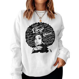 Virgo Queen Black Women August September Birthday Gift Women Crewneck Graphic Sweatshirt - Thegiftio UK