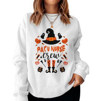 Witch Pacu Nurse Crew Costume Halloween Witch Broom Costume Women Crewneck Graphic Sweatshirt - Thegiftio UK