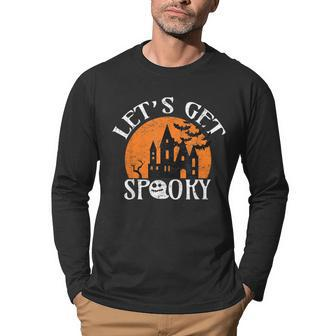 Happy Halloween Get Spooky Cute Haunted Hause Ghost Retro Men Graphic Long Sleeve T-shirt - Seseable