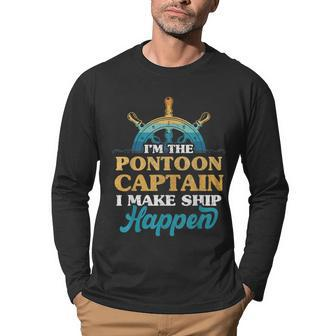 Im The Pontoon Captain I Make Ship Happen Men Graphic Long Sleeve T-shirt - Thegiftio UK
