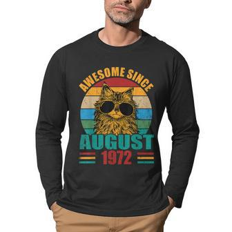 Retro Awesome Since August 1972 50Th Birthday 50 Years Old Men Graphic Long Sleeve T-shirt - Thegiftio UK