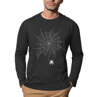 Spider Web Lazy Diy Halloween Costume Spooky Insect Men Graphic Long Sleeve T-shirt - Seseable