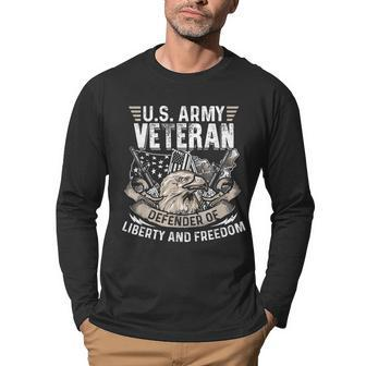 Us Army Veteran Defender Of Liberty 4Th Of July Day Men Graphic Long Sleeve T-shirt - Seseable