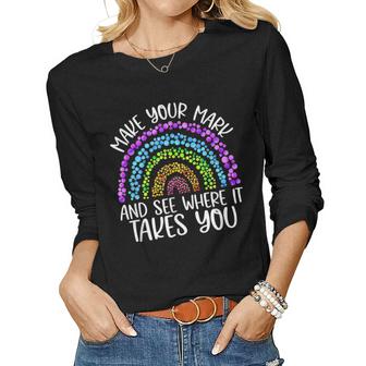 Retro Rainbow Dot Day Make Your Mark See Where It Takes You  V2 Women Graphic Long Sleeve T-shirt