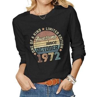 Awesome Since October 1972 50Th Bday Gifts 50 Years Old Men  Women Graphic Long Sleeve T-shirt