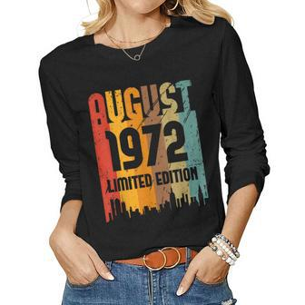 50 Years Old Vintage Awesome Since August 1972 50Th Birthday Women Graphic Long Sleeve T-shirt - Thegiftio UK