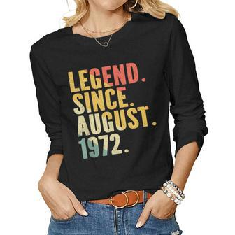 50 Years Old Vintage Legend Since August 1972 50Th Birthday V2 Women Graphic Long Sleeve T-shirt - Thegiftio UK