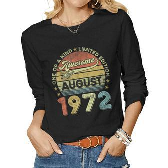 50Th Birthday Gift 50 Year Old Boy Awesome Since August 1972 Women Graphic Long Sleeve T-shirt - Thegiftio UK