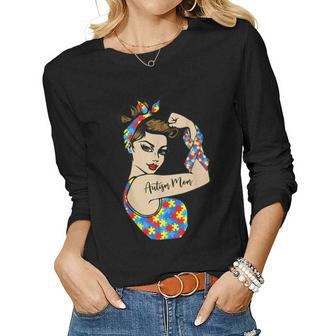 Autism Mom Unbreakable Rosie The Riveter Strong Woman Power V2 Women Graphic Long Sleeve T-shirt - Thegiftio UK