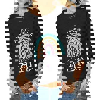 Awesome Since 2019 4Th Birthday Rainbow Born In 2019 Women Graphic Long Sleeve T-shirt - Thegiftio