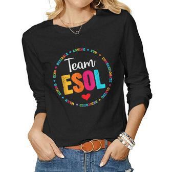Back To School Teachers Crew Students Team Esol Teacher Women Graphic Long Sleeve T-shirt - Thegiftio UK
