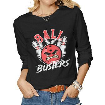 Ball Busters Bowling Couple Bowler Bowling Alley Bowler Women Graphic Long Sleeve T-shirt - Thegiftio UK