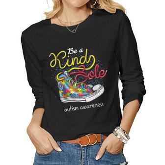 Be A Kind Sole Autism Awareness Puzzle Shoes Be Kind Gifts Women Graphic Long Sleeve T-shirt - Thegiftio UK