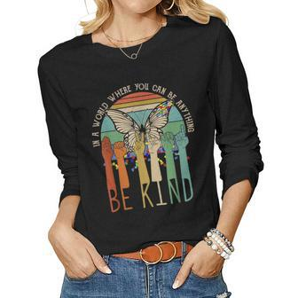 Be Kind Autism Awareness Asl Mom Teacher Kindness Women Graphic Long Sleeve T-shirt - Thegiftio UK