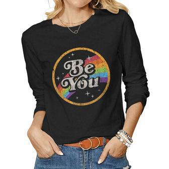 Be You Rainbow Flag Galaxy Lgbtq Pride Gay Lgbt Ally Pride Women Graphic Long Sleeve T-shirt - Thegiftio UK