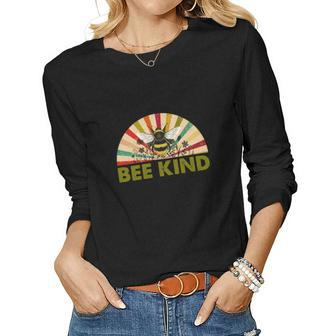 Bee Kind Colorful Retro Boho Design V2 Women Graphic Long Sleeve T-shirt - Seseable