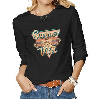 Boho Vintage Summer Vibes Custom Women Graphic Long Sleeve T-shirt - Seseable