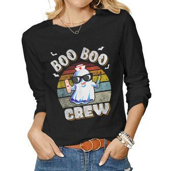 Boo Boo Crew Nurse Rn Halloween Ghost Costume Women Graphic Long Sleeve T-shirt - Thegiftio UK