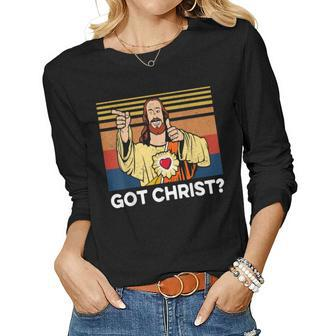 Buddy Christ Christmas Cool Jesus Religious Christian Funny Women Graphic Long Sleeve T-shirt - Thegiftio UK