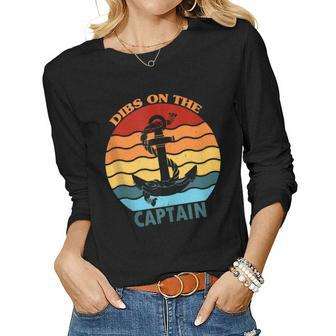 Captain Wife Dibs On The Captain Funny Dibs On The Captain Women Graphic Long Sleeve T-shirt - Thegiftio UK