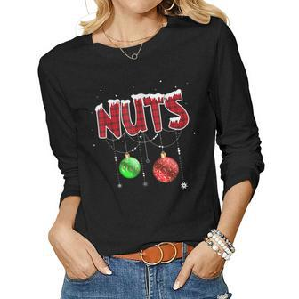 Chest Nuts Funny Matching Chestnuts Christmas Couples Nuts Women Graphic Long Sleeve T-shirt - Thegiftio UK