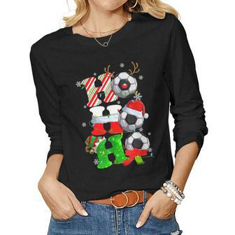 Christmas Ho-Ho-Ho Santa Reindeer Soccer Pajama Gifts  Women Graphic Long Sleeve T-shirt