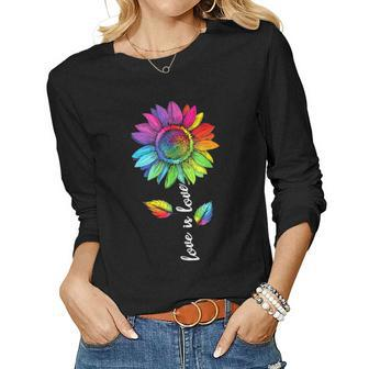 Daisy Sunflower Lgbt Rainbow Love Is Love Gay Lesbian Pride Women Graphic Long Sleeve T-shirt - Thegiftio UK