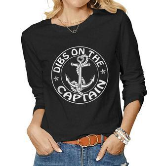 Dibs On The Captain - Funny Boat Captain Women Graphic Long Sleeve T-shirt - Thegiftio UK