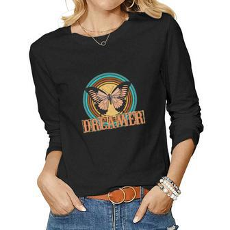 Dreamer Butterfly Retro Boho Design V2 Women Graphic Long Sleeve T-shirt - Seseable