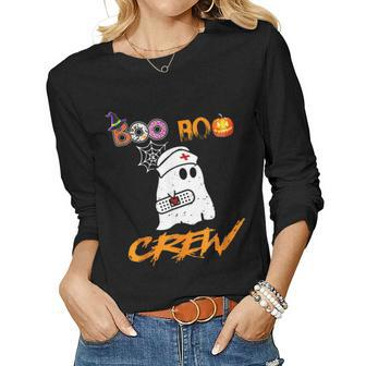 Funny Boo Boo Crew Nurse Ghost Funny Halloween Costume Women Graphic Long Sleeve T-shirt - Thegiftio UK