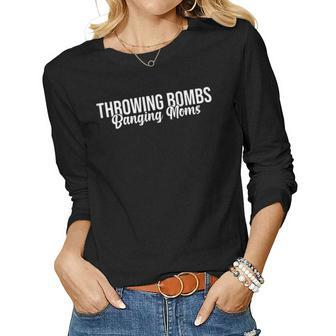 Funny Throwing Bombs Banging Moms Cool Football Women Graphic Long Sleeve T-shirt - Thegiftio UK