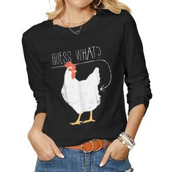 Guess Whats Chicken Butt Women Graphic Long Sleeve T-shirt - Thegiftio UK