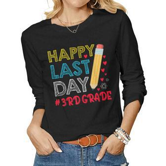 Happy Last Day Of School For 3Rd Grade Students Teachers Women Graphic Long Sleeve T-shirt - Thegiftio