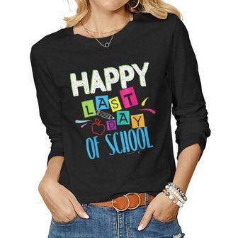 Happy Last Day Of School - Funny End Of Year Teacher Women Graphic Long Sleeve T-shirt - Thegiftio UK