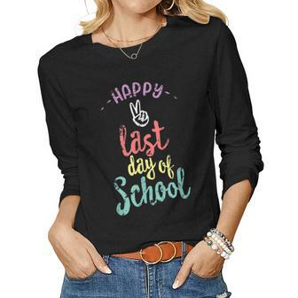 Happy Last Day Of School - Funny End Of Year Teacher Women Graphic Long Sleeve T-shirt - Thegiftio UK
