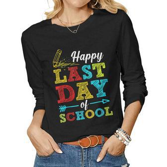 Happy Last Day Of School Students Teachers End Of The Year V3 Women Graphic Long Sleeve T-shirt - Thegiftio UK