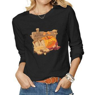 Hello Autumn Favorite Season Fall Pumpkin Women Graphic Long Sleeve T-shirt