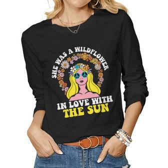 Hippie She Has A Wildflower In Love With The Sun Women Graphic Long Sleeve T-shirt - Seseable