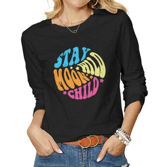 Hippie Stay Wild Moon Child Idea Custom Women Graphic Long Sleeve T-shirt - Seseable