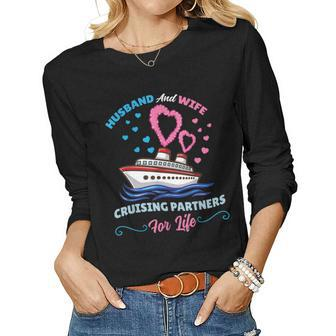 Husband And Wife Cruising Partners For Life Women Graphic Long Sleeve T-shirt - Thegiftio UK