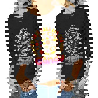 Im Just Here For The Candy Halloween Cute Lollipop Sweets Women Graphic Long Sleeve T-shirt - Thegiftio