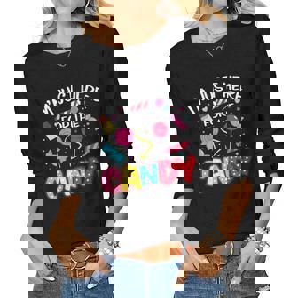 Im Just Here For The Candy Halloween Cute Lollipop Sweets Women Graphic Long Sleeve T-shirt - Thegiftio