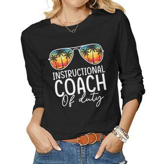 Instructional Coach Off Duty Sunglasses Beach Hello Summer Women Graphic Long Sleeve T-shirt - Thegiftio UK