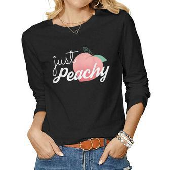 Just Peachy Womens Summer Vacation Girls Trip Besties Gifts Women Graphic Long Sleeve T-shirt - Thegiftio UK