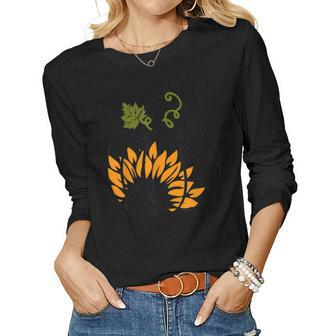 Leopard Pumpkin Sunflower Fall Autumn Halloween Thanksgiving V5 Women Graphic Long Sleeve T-shirt - Thegiftio UK