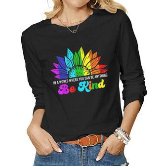 Lgbtq Be Kind Gay Pride Lgbt Ally Rainbow Flag Women Graphic Long Sleeve T-shirt - Thegiftio UK
