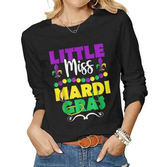Little Miss Beads Mardi Gras Outfit For Women Girls Women Graphic Long Sleeve T-shirt - Thegiftio UK