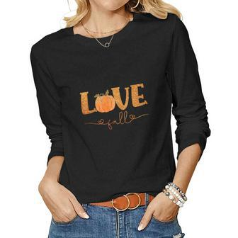 Love Fall Pumkin Season Thanksgiving Women Graphic Long Sleeve T-shirt - Seseable