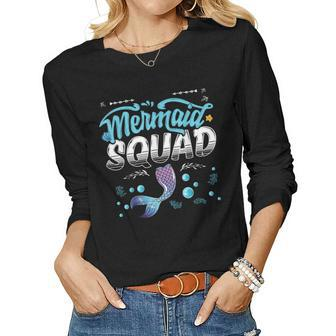 Mermaid Squad Party Mermaid Birthday Matching Set Family V2 Women Graphic Long Sleeve T-shirt - Thegiftio UK